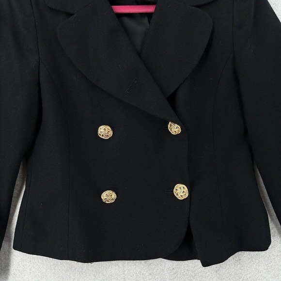 Pendleton 100% Virgin Wool Blazer Jacket SZ 6 Black Double Breasted Gold Buttons - Picture 4 of 14